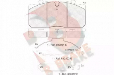 R BRAKE rb1253120 -  Комплект тормозных колодок, дисковый тормоз